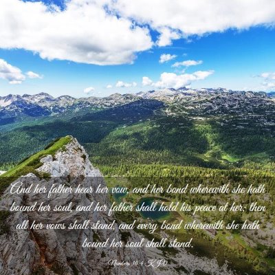 Picture 03 - Numbers 30:4 KJV - And her father hear her vow, and her bond - Bible Verse Picture