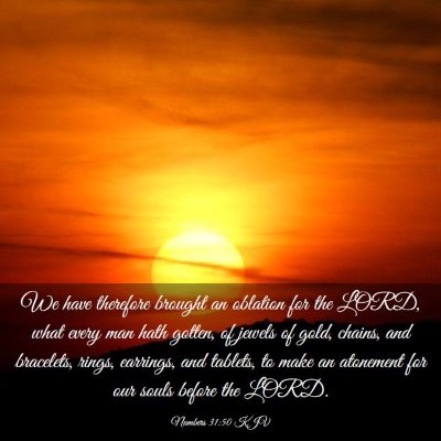 Picture 03 - Numbers 31:50 KJV - We have therefore brought an oblation for the - Bible Verse Picture