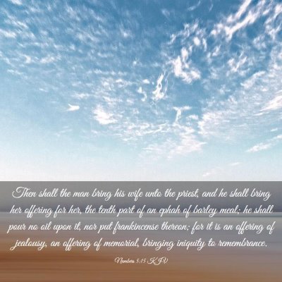 Picture 03 - Numbers 5:15 KJV - Then shall the man bring his wife unto the - Bible Verse Picture