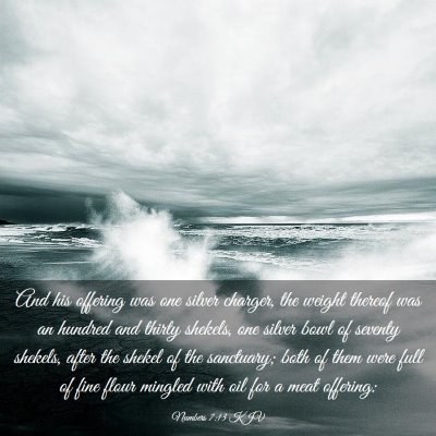 Picture 03 - Numbers 7:13 KJV - And his offering was one silver charger, the - Bible Verse Picture