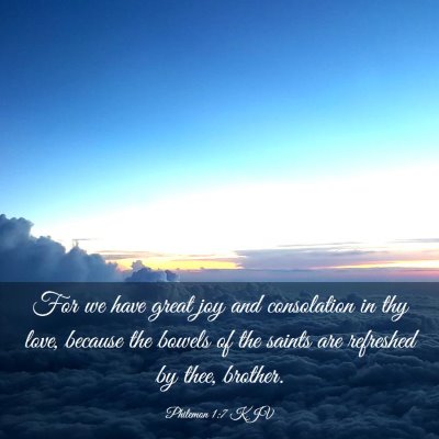 Picture 03 - Philemon 1:7 KJV - For we have great joy and consolation in thy - Bible Verse Picture