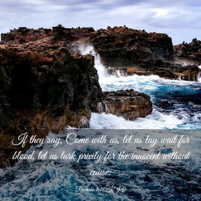 Picture 03 - Proverbs 1:11 KJV - If they say, Come with us, let us lay wait for - Bible Verse Picture