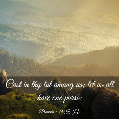 Picture 03 - Proverbs 1:14 KJV - Cast in thy lot among us; let us all have one - Bible Verse Picture