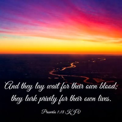 Picture 03 - Proverbs 1:18 KJV - And they lay wait for their own blood; they lurk - Bible Verse Picture