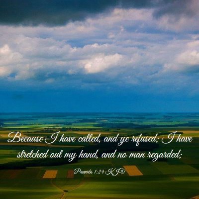 Picture 03 - Proverbs 1:24 KJV - Because I have called, and ye refused; I have - Bible Verse Picture