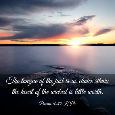 Picture 03 - Proverbs 10:20 KJV - The tongue of the just is as choice silver: the - Bible Verse Picture