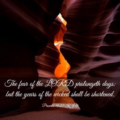 Picture 03 - Proverbs 10:27 KJV - The fear of the LORD prolongeth days: but the - Bible Verse Picture