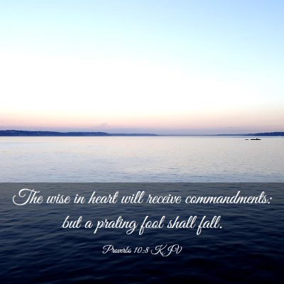 Picture 03 - Proverbs 10:8 KJV - The wise in heart will receive commandments: but - Bible Verse Picture
