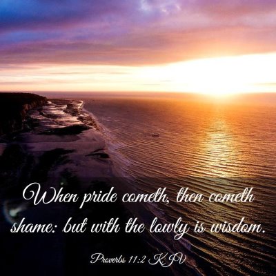 Picture 03 - Proverbs 11:2 KJV - When pride cometh, then cometh shame: but with - Bible Verse Picture