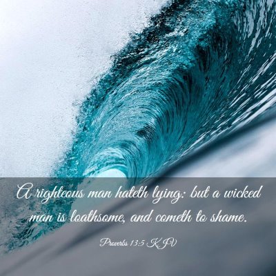Picture 03 - Proverbs 13:5 KJV - A righteous man hateth lying: but a wicked man is - Bible Verse Picture