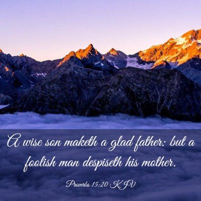 Picture 03 - Proverbs 15:20 KJV - A wise son maketh a glad father: but a foolish - Bible Verse Picture