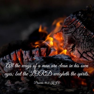 Picture 03 - Proverbs 16:2 KJV - All the ways of a man are clean in his own eyes; - Bible Verse Picture