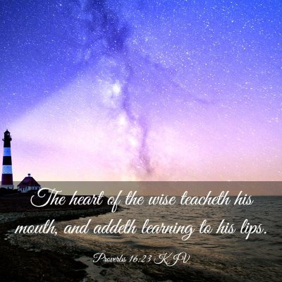 Picture 03 - Proverbs 16:23 KJV - The heart of the wise teacheth his mouth, and - Bible Verse Picture