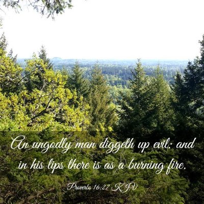 Picture 03 - Proverbs 16:27 KJV - An ungodly man diggeth up evil: and in his lips - Bible Verse Picture