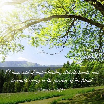 Picture 03 - Proverbs 17:18 KJV - A man void of understanding striketh hands, and - Bible Verse Picture