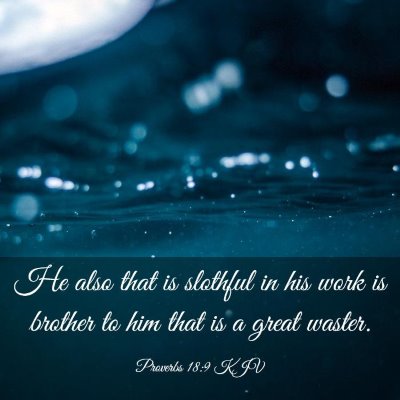 Picture 03 - Proverbs 18:9 KJV - He also that is slothful in his work is brother - Bible Verse Picture