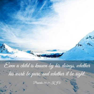Picture 03 - Proverbs 20:11 KJV - Even a child is known by his doings, whether his - Bible Verse Picture