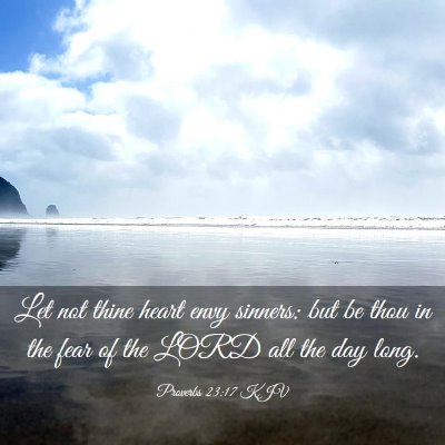 Picture 03 - Proverbs 23:17 KJV - Let not thine heart envy sinners: but be thou in - Bible Verse Picture