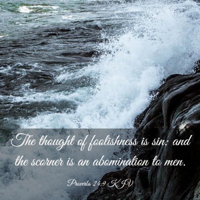 Picture 03 - Proverbs 24:9 KJV - The thought of foolishness is sin: and the - Bible Verse Picture