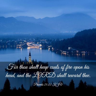 Picture 03 - Proverbs 25:22 KJV - For thou shalt heap coals of fire upon his head, - Bible Verse Picture