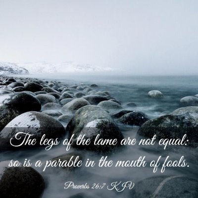 Picture 03 - Proverbs 26:7 KJV - The legs of the lame are not equal: so is a - Bible Verse Picture