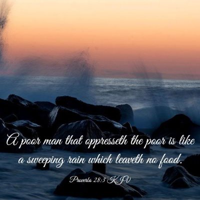 Picture 03 - Proverbs 28:3 KJV - A poor man that oppresseth the poor is like a - Bible Verse Picture