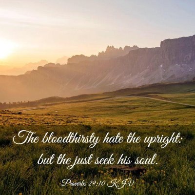Picture 03 - Proverbs 29:10 KJV - The bloodthirsty hate the upright: but the just - Bible Verse Picture