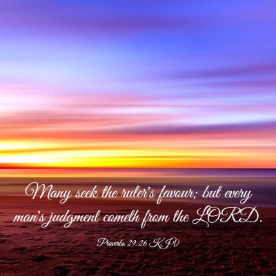 Picture 03 - Proverbs 29:26 KJV - Many seek the ruler's favour; but every man's - Bible Verse Picture