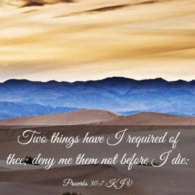 Picture 03 - Proverbs 30:7 KJV - Two things have I required of thee; deny me them - Bible Verse Picture