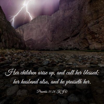 Picture 03 - Proverbs 31:28 KJV - Her children arise up, and call her blessed; her - Bible Verse Picture