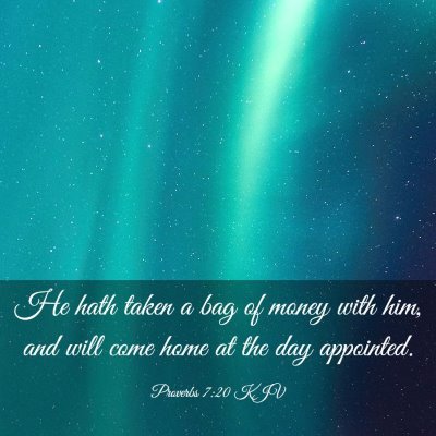 Picture 03 - Proverbs 7:20 KJV - He hath taken a bag of money with him, and will - Bible Verse Picture