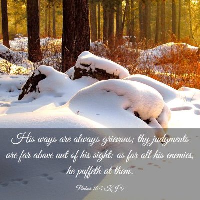 Picture 03 - Psalms 10:5 KJV - His ways are always grievous; thy judgments are - Bible Verse Picture