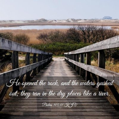 Picture 03 - Psalms 105:41 KJV - He opened the rock, and the waters gushed out; - Bible Verse Picture