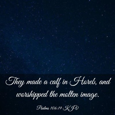 Picture 03 - Psalms 106:19 KJV - They made a calf in Horeb, and worshipped the - Bible Verse Picture