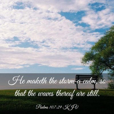 Picture 03 - Psalms 107:29 KJV - He maketh the storm a calm, so that the waves - Bible Verse Picture