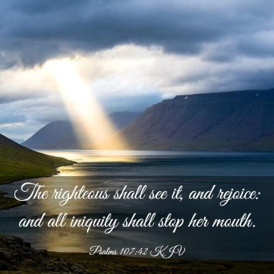 Picture 03 - Psalms 107:42 KJV - The righteous shall see it, and rejoice: and all - Bible Verse Picture