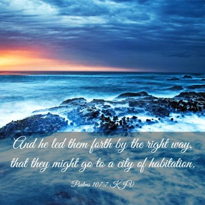 Picture 03 - Psalms 107:7 KJV - And he led them forth by the right way, that they - Bible Verse Picture