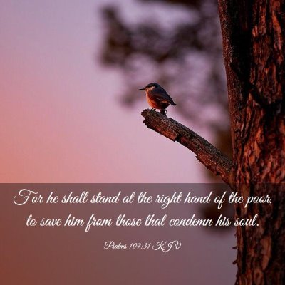 Picture 03 - Psalms 109:31 KJV - For he shall stand at the right hand of the poor, - Bible Verse Picture