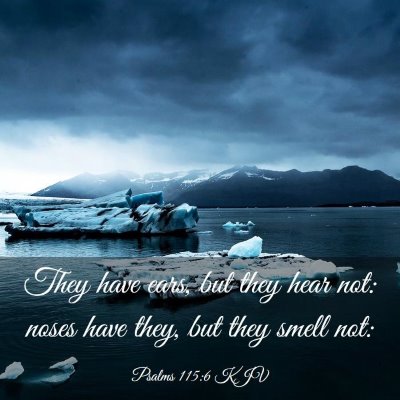 Picture 03 - Psalms 115:6 KJV - They have ears, but they hear not: noses have - Bible Verse Picture