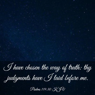 Picture 03 - Psalms 119:30 KJV - I have chosen the way of truth: thy judgments - Bible Verse Picture