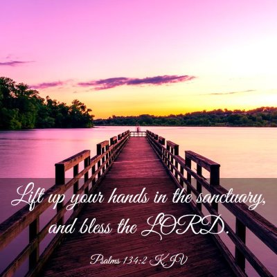 Picture 03 - Psalms 134:2 KJV - Lift up your hands in the sanctuary, and bless - Bible Verse Picture
