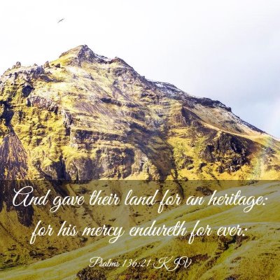 Picture 03 - Psalms 136:21 KJV - And gave their land for an heritage: for his - Bible Verse Picture