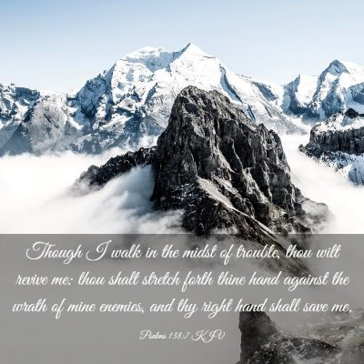 Picture 03 - Psalms 138:7 KJV - Though I walk in the midst of trouble, thou wilt - Bible Verse Picture