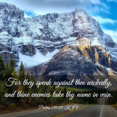 Picture 03 - Psalms 139:20 KJV - For they speak against thee wickedly, and thine - Bible Verse Picture