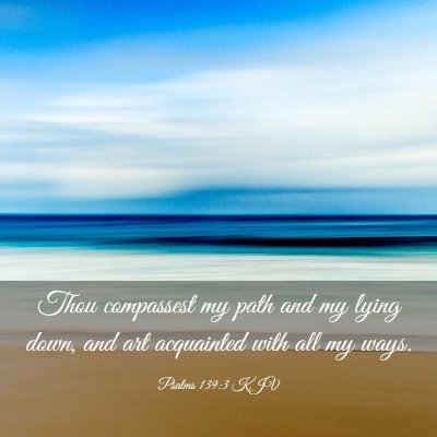 Picture 03 - Psalms 139:3 KJV - Thou compassest my path and my lying down, and - Bible Verse Picture