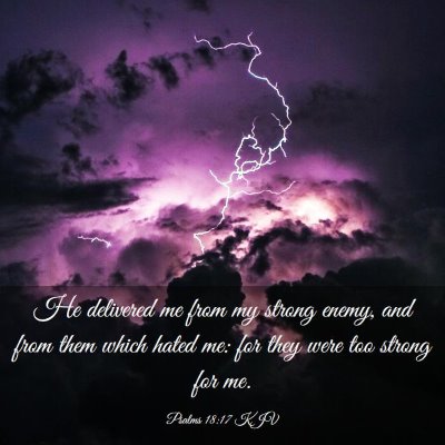 Picture 03 - Psalms 18:17 KJV - He delivered me from my strong enemy, and from - Bible Verse Picture