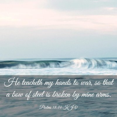 Picture 03 - Psalms 18:34 KJV - He teacheth my hands to war, so that a bow of - Bible Verse Picture