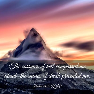 Picture 03 - Psalms 18:5 KJV - The sorrows of hell compassed me about: the - Bible Verse Picture