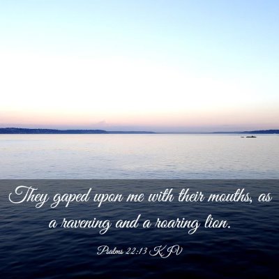 Picture 03 - Psalms 22:13 KJV - They gaped upon me with their mouths, as a - Bible Verse Picture