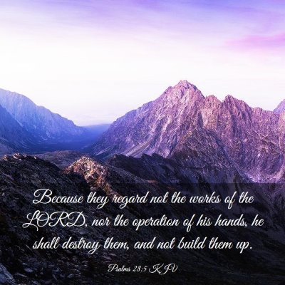 Picture 03 - Psalms 28:5 KJV - Because they regard not the works of the LORD, - Bible Verse Picture